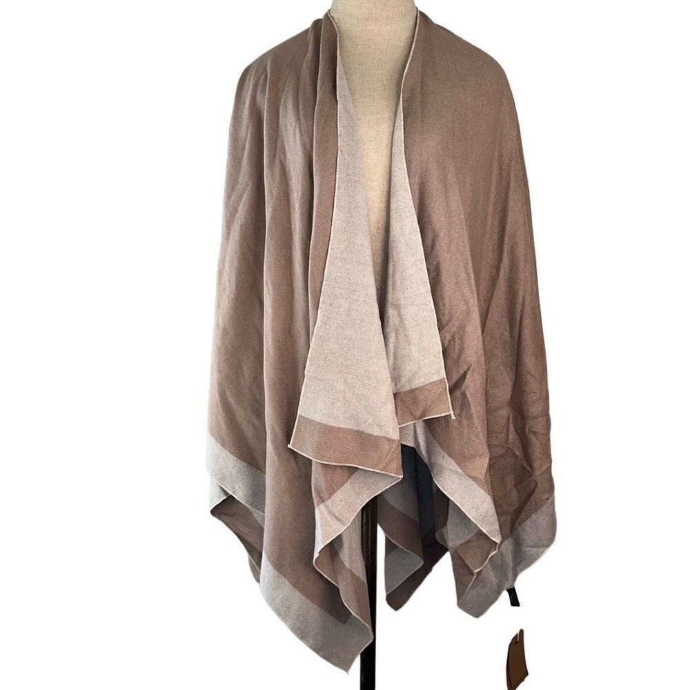 Melifluos Womens Reversible Cozy Shawl‎ Sweater Wrap Neutral Tone One Size NWT